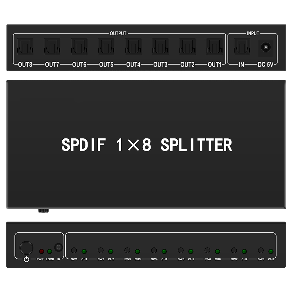 Home Cinema Beamer - Optical Audio Splitter,1 in 8 Out