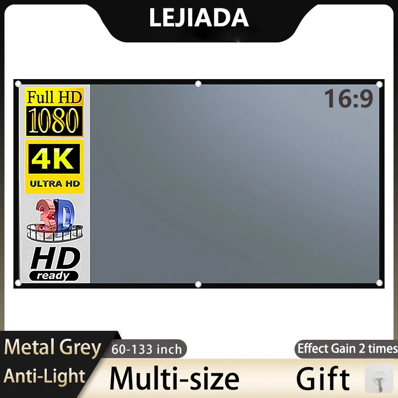 Home Cinema Screen - LEJIADA Projector Screen 60-133 Inch Metal