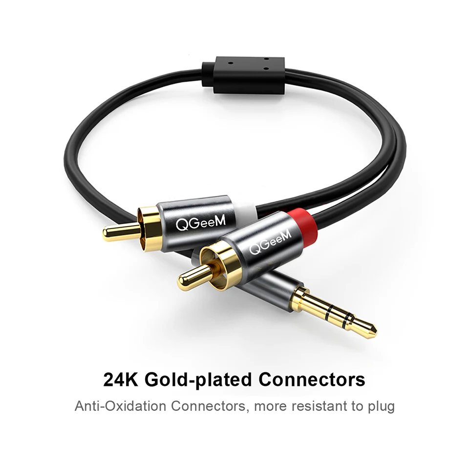 QGeeM RCA Cable 2RCA to 3.5 Au - đánh giá và giá Home Cinema Beamer