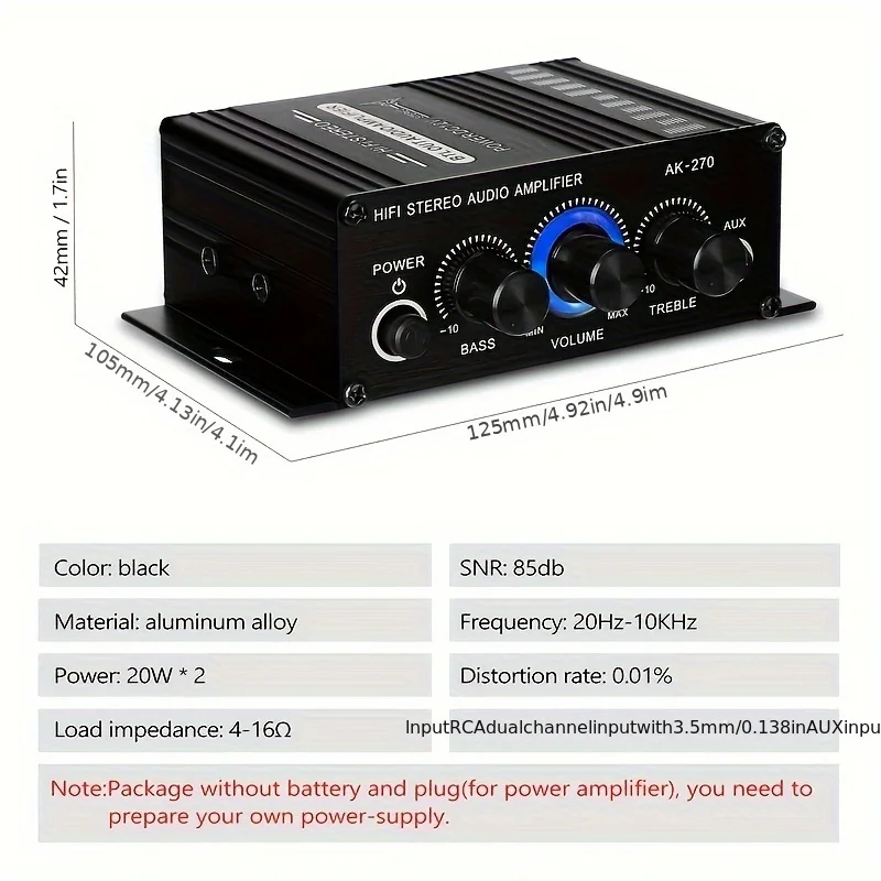 AK-270 400W Mini Power Amplifi - đánh giá và giá Home Cinema Beamer